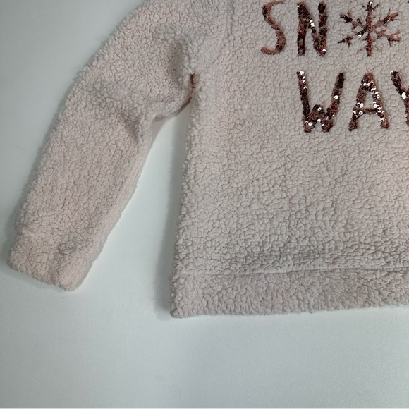 Chance or Fate Womens Deep Pile Crewneck SNOW WAY Sequins Pullover Sweater SZ L - Picture 2 of 6